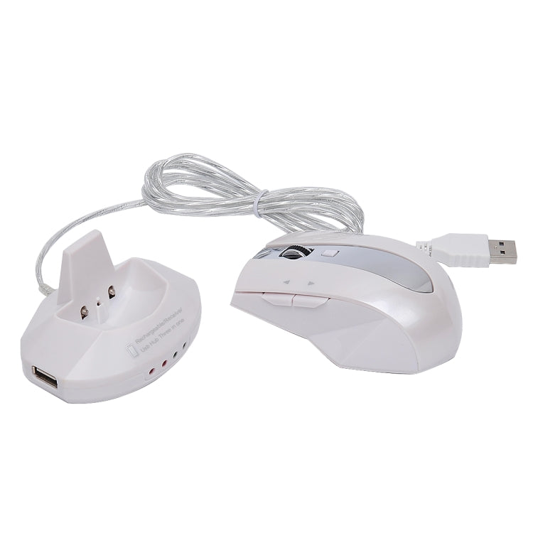 MZ-011 2.4GHz 1600DPI Wireless Rechargeable Optical Mouse with HUB Function(Pearl White) by buy2fix