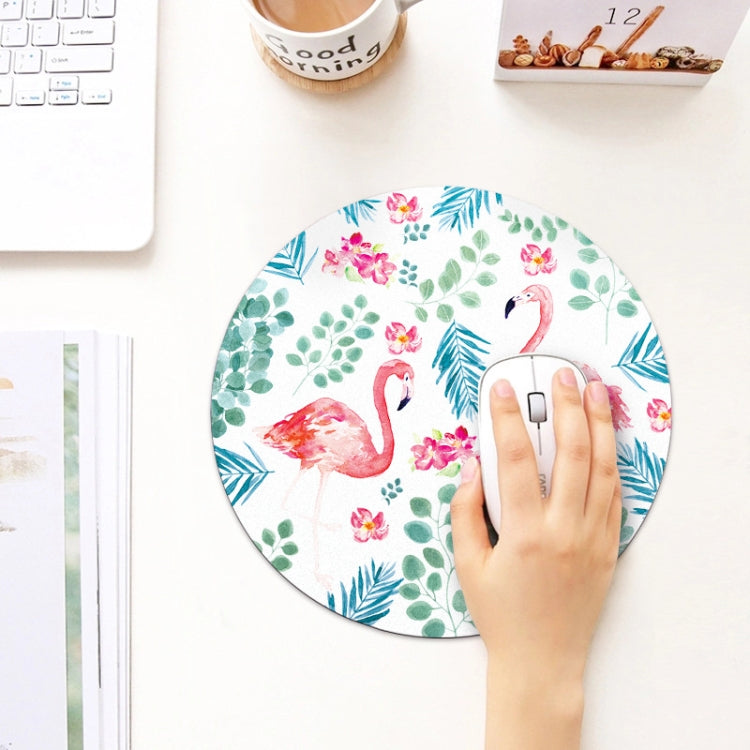 Printed Flamingo Pattern Circular Mouse Pad, Diameter: 22cm by buy2fix
