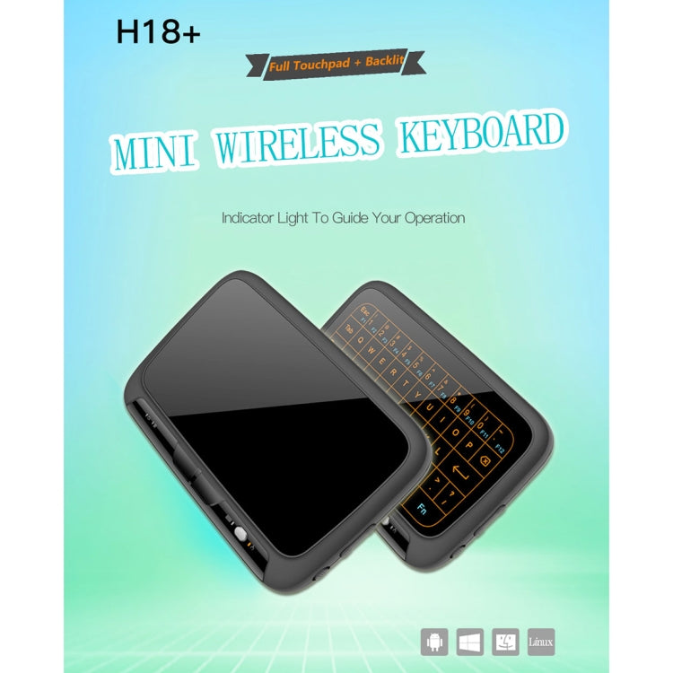 H18+ 2.4GHz Mini Wireless Keyboard Full Touchpad with 3-Level Adjustable Backlight(Black) - MINI PC Accessories & Gadgets by buy2fix | Online Shopping UK | buy2fix
