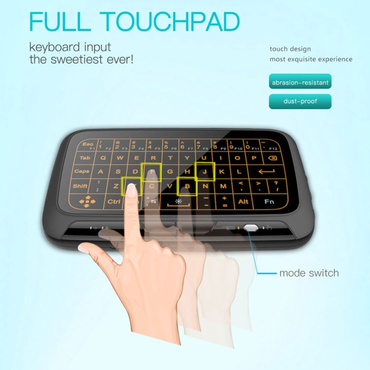 H18+ 2.4GHz Mini Wireless Keyboard Full Touchpad with 3-Level Adjustable Backlight(Black) - MINI PC Accessories & Gadgets by buy2fix | Online Shopping UK | buy2fix