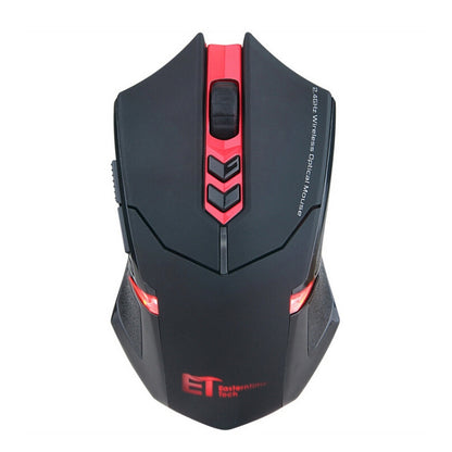 ET X-08 7-keys 2400DPI 2.4G Wireless Mute Gaming Mouse with USB Receiver & Colorful Backlight (Red) - Wireless Mice by buy2fix | Online Shopping UK | buy2fix