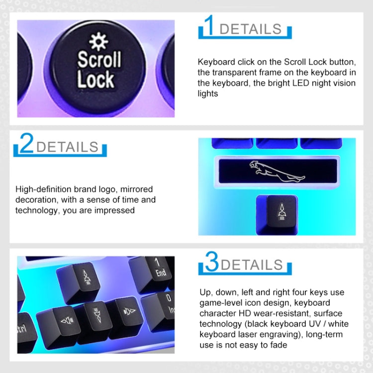 Chasing Leopard G21 USB 104-keys Waterproof Floating Round Punk Keycap Colorful Backlight Mechanical Feel Wired Keyboard, Length: 1.3m(Black) by Chasing Leopard