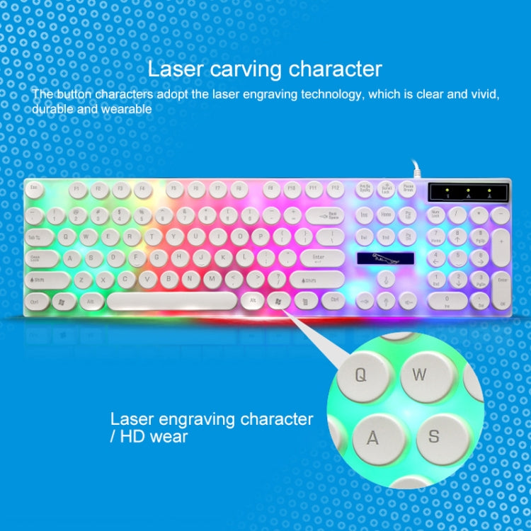 Chasing Leopard G21 USB 104-keys Waterproof Floating Round Punk Keycap Colorful Backlight Mechanical Feel Wired Keyboard, Length: 1.3m(Black) by Chasing Leopard