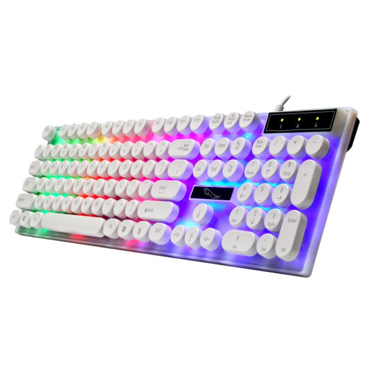 Chasing Leopard G21 USB 104-keys Waterproof Floating Round Punk Keycap Colorful Backlight Mechanical Feel Wired Keyboard, Length: 1.3m(White) by buy2fix