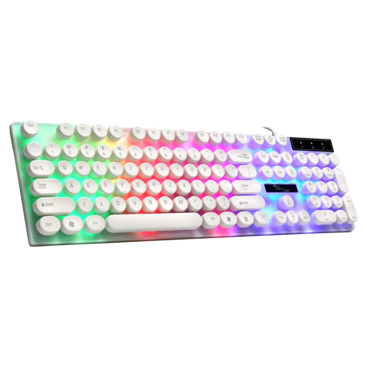 Chasing Leopard G21 USB 104-keys Waterproof Floating Round Punk Keycap Colorful Backlight Mechanical Feel Wired Keyboard, Length: 1.3m(White) by buy2fix