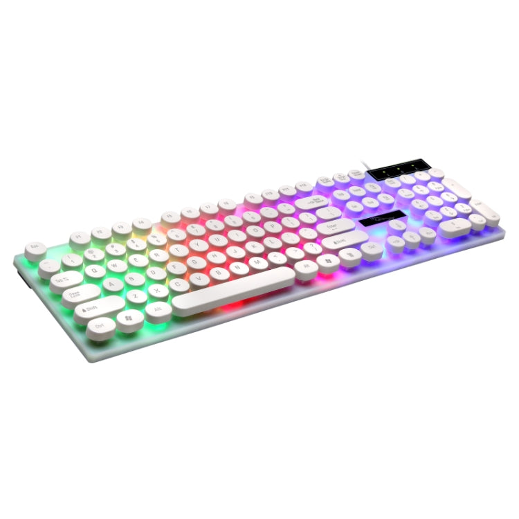 Chasing Leopard G21 USB 104-keys Waterproof Floating Round Punk Keycap Colorful Backlight Mechanical Feel Wired Keyboard, Length: 1.3m(White) by buy2fix