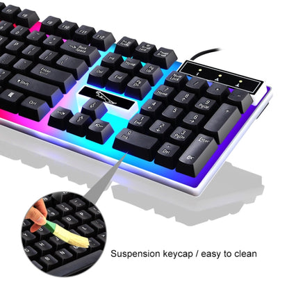 Chasing Leopard G21 USB 104-keys Waterproof Floating Round Punk Keycap Colorful Backlight Mechanical Feel Wired Keyboard, Length: 1.3m(White) by buy2fix