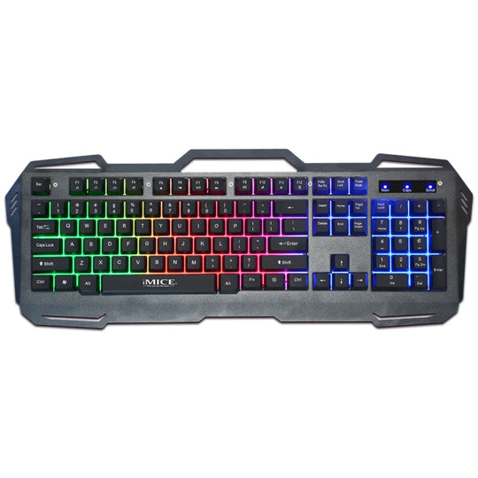 iMICE AK-400 Interface USB 104 touches filaire clavier de jeu rétro-éclairage coloré pour ordinateur PC portable (noir)