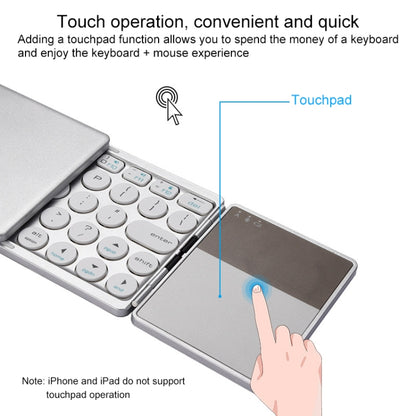 GK408 Three-fold Rechargeable Wireless Bluetooth Keyboard with Touchpad, Support Android / IOS / Windows (Silver) by buy2fix