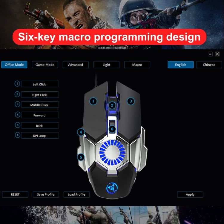 HXSJ J700 Colorful Lighting Programmable E-sports Gaming Wired Mouse by buy2fix