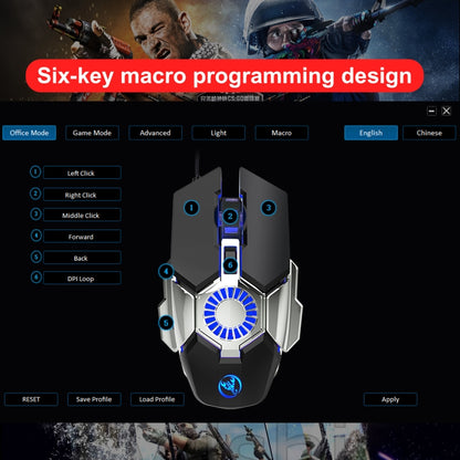 HXSJ J700 Colorful Lighting Programmable E-sports Gaming Wired Mouse by buy2fix