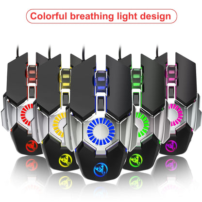 HXSJ J700 Colorful Lighting Programmable E-sports Gaming Wired Mouse by buy2fix
