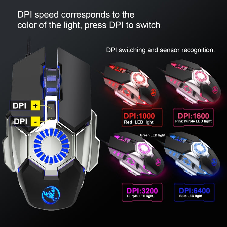 HXSJ J700 Colorful Lighting Programmable E-sports Gaming Wired Mouse by buy2fix