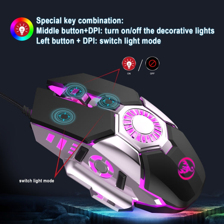HXSJ J700 Colorful Lighting Programmable E-sports Gaming Wired Mouse by buy2fix