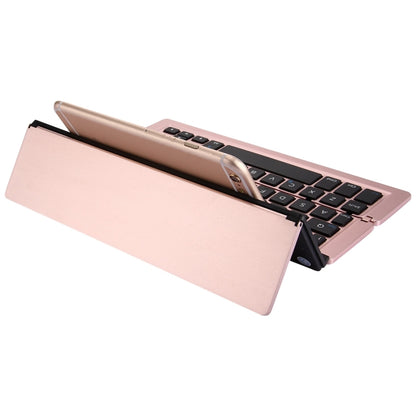 F18 Ultra-slim Rechargeable Foldable 58 Keys Bluetooth Wireless Keyboard with Holder(Rose Gold) by buy2fix