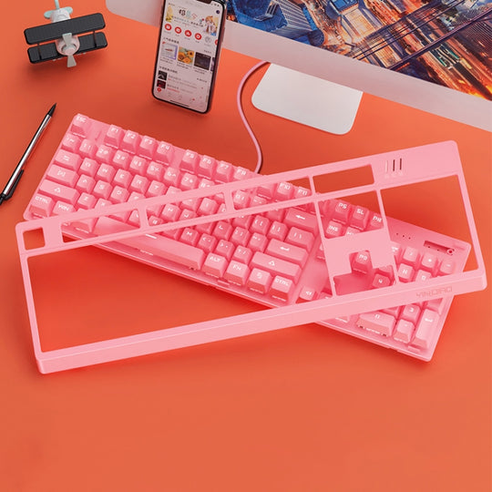 YINDIAO K300 USB panneau détachable éclairage mécanique arbre bleu clavier filaire de jeu (rose)