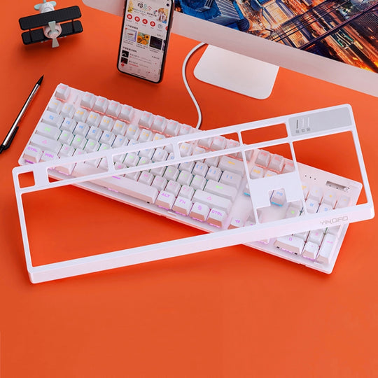 YINDIAO K300 USB panneau détachable éclairage mécanique arbre bleu clavier filaire de jeu (blanc)
