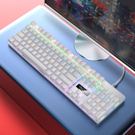 YINDIAO ZK-3 Clavier filaire de jeu mécanique USB, manche noir (blanc)