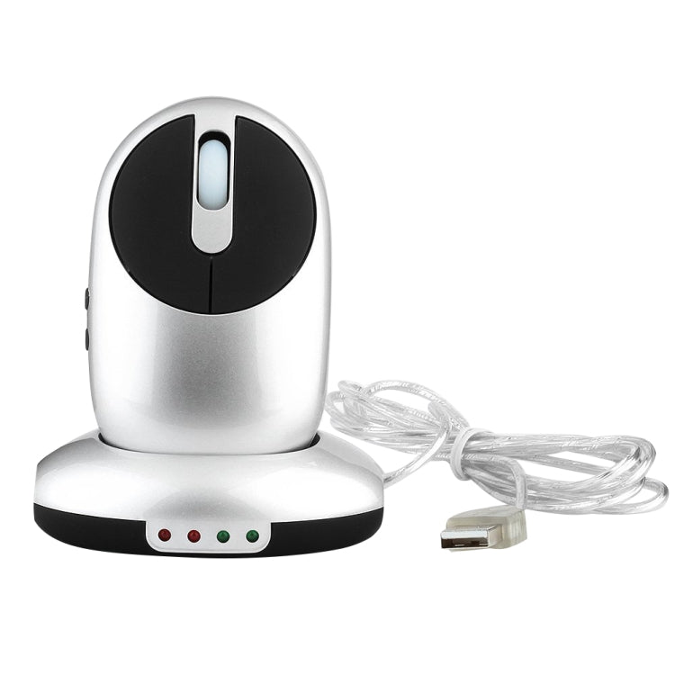 MZ-012 2.4G 1200 DPI Wireless Rechargeable Optical Mouse with 3 Ports USB HUB / Charging Dock(Silver) by buy2fix