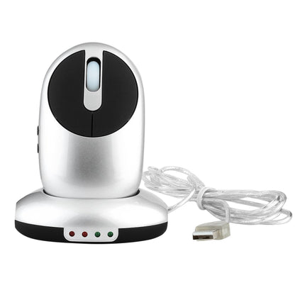 MZ-012 2.4G 1200 DPI Wireless Rechargeable Optical Mouse with 3 Ports USB HUB / Charging Dock(Silver) by buy2fix