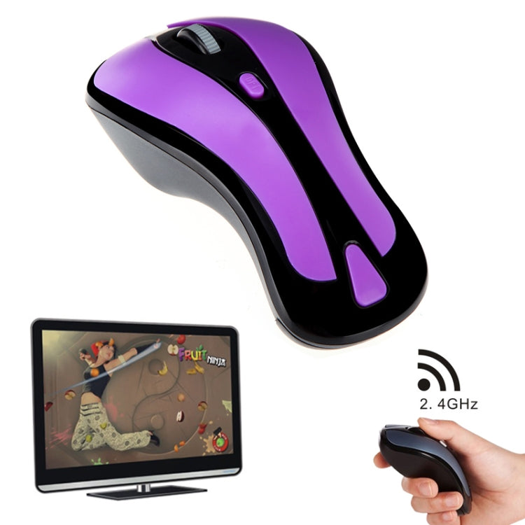 PR-01 6D Gyroscope Fly Air Mouse 2.4G USB Receiver 1600 DPI Wireless Optical Mouse for Computer PC Android Smart TV Box (Purple + Black) by buy2fix