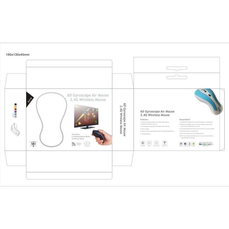 PR-01 6D Gyroscope Fly Air Mouse 2.4G USB Receiver 1600 DPI Wireless Optical Mouse for Computer PC Android Smart TV Box (Purple + White) by buy2fix