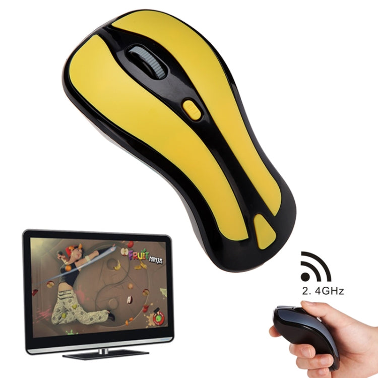 PR-01 6D Gyroscope Fly Air Mouse 2.4G USB Receiver 1600 DPI Wireless Optical Mouse for Computer PC Android Smart TV Box (Yellow + Black) by buy2fix