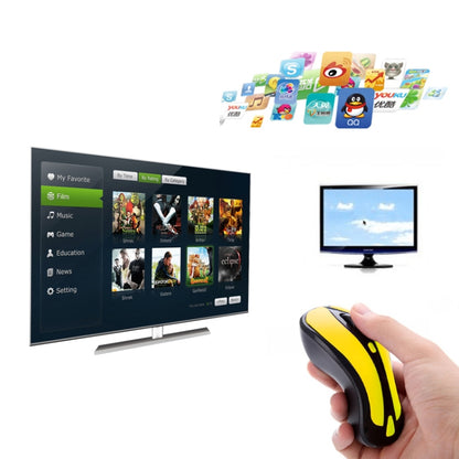 PR-01 6D Gyroscope Fly Air Mouse 2.4G USB Receiver 1600 DPI Wireless Optical Mouse for Computer PC Android Smart TV Box (Yellow + Black) by buy2fix