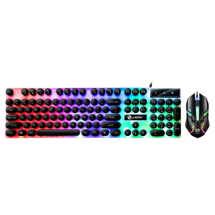TX300 Mechanical Feel Backlight Punk Wired Keyboard Mouse Set (Black) by buy2fix