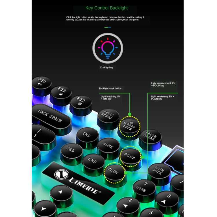 TX300 Mechanical Feel Backlight Punk Wired Keyboard Mouse Set (Black) by buy2fix