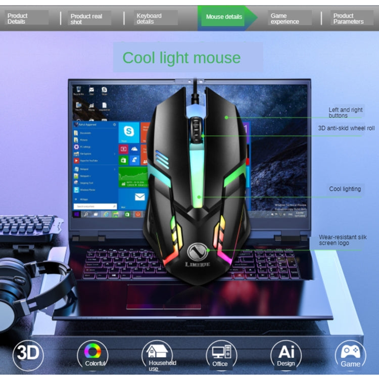 TX300 Mechanical Feel Backlight Punk Wired Keyboard Mouse Set (Black) by buy2fix