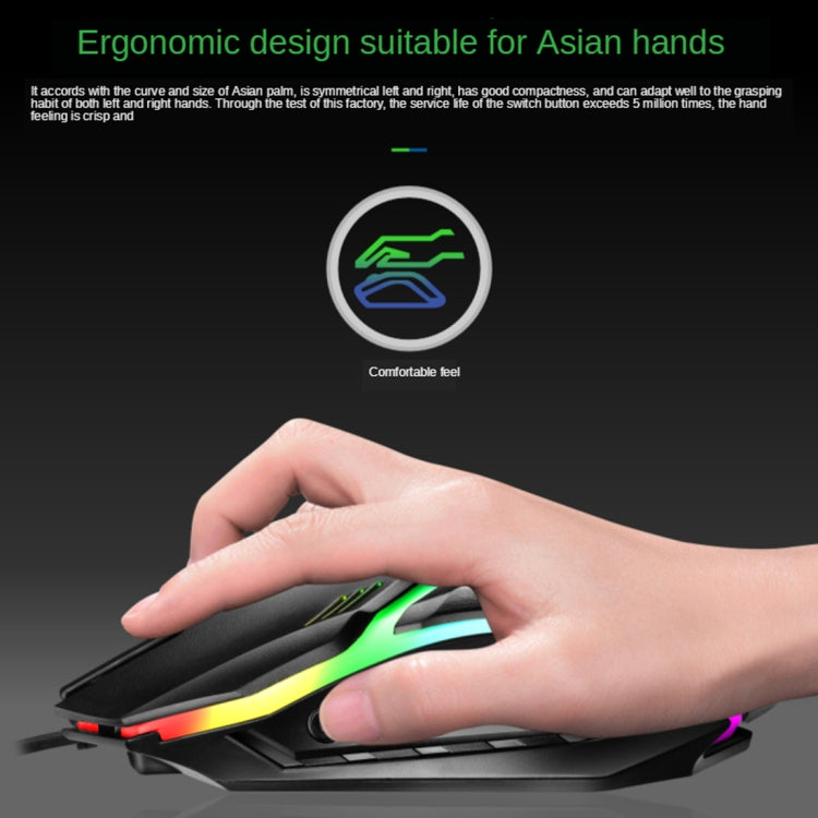 TX300 Mechanical Feel Backlight Punk Wired Keyboard Mouse Set (Black) by buy2fix