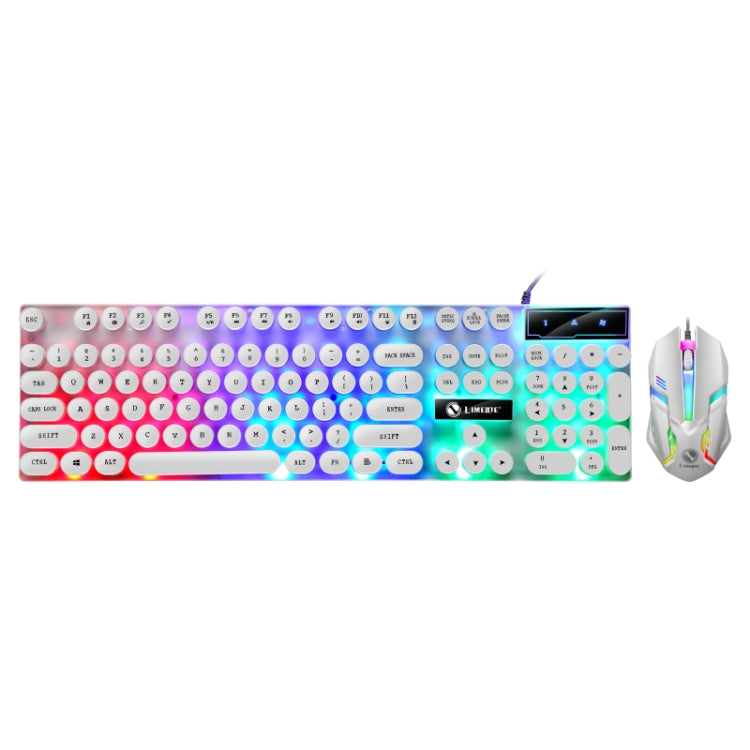 TX300 Mechanical Feel Backlight Punk Wired Keyboard Mouse Set (White) by buy2fix