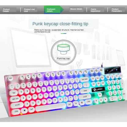 TX300 Mechanical Feel Backlight Punk Wired Keyboard Mouse Set (White) by buy2fix