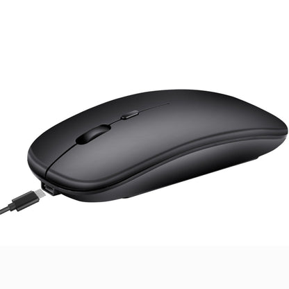 HXSJ M90 2.4GHz Ultrathin Mute Rechargeable Dual Mode Wireless Bluetooth Notebook PC Mouse(Black) - Wireless Mice by HXSJ | Online Shopping UK | buy2fix
