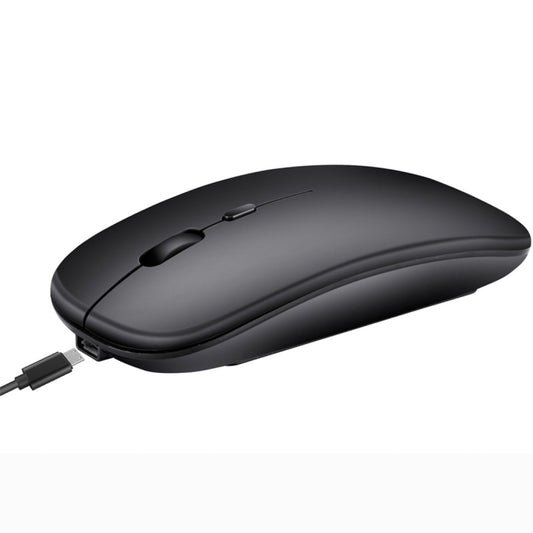 HXSJ M90 2.4GHz Ultrathin Mute Rechargeable Dual Mode Wireless Bluetooth Notebook PC Mouse(Black) - Wireless Mice by HXSJ | Online Shopping UK | buy2fix