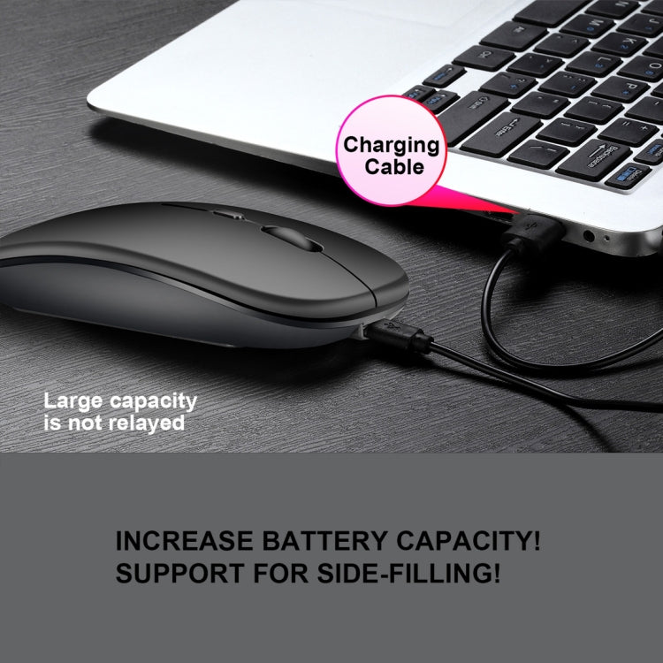 HXSJ M90 2.4GHz Ultrathin Mute Rechargeable Dual Mode Wireless Bluetooth Notebook PC Mouse(Black) - Wireless Mice by HXSJ | Online Shopping UK | buy2fix