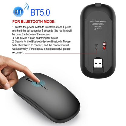 HXSJ M90 2.4GHz Ultrathin Mute Rechargeable Dual Mode Wireless Bluetooth Notebook PC Mouse (Silver) - Wireless Mice by HXSJ | Online Shopping UK | buy2fix