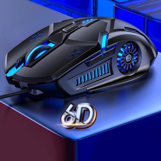 YINDIAO G5 3200DPI 4 modes réglables 6 touches RVB lumière souris de jeu filaire silencieuse (noir)