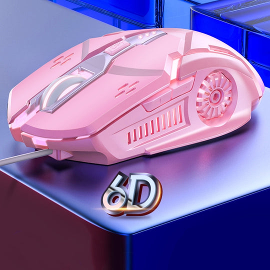 YINDIAO G5 3200DPI 4 modes réglables 6 touches RGB Light souris de jeu filaire (rose)