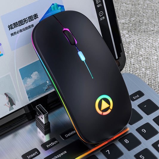 YINDIAO A2 2.4GHz 1600DPI 3-modes Adjustable RGB Light Rechargeable Wireless Silent Mouse (Black) - Wireless Mice by YINDIAO | Online Shopping UK | buy2fix