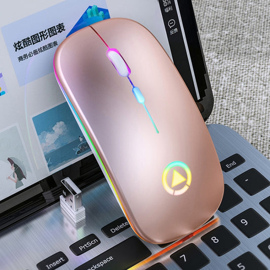 YINDIAO A2 2.4GHz 1600DPI 3-modes Adjustable RGB Light Rechargeable Wireless Silent Mouse (Rose Gold) - Wireless Mice by YINDIAO | Online Shopping UK | buy2fix