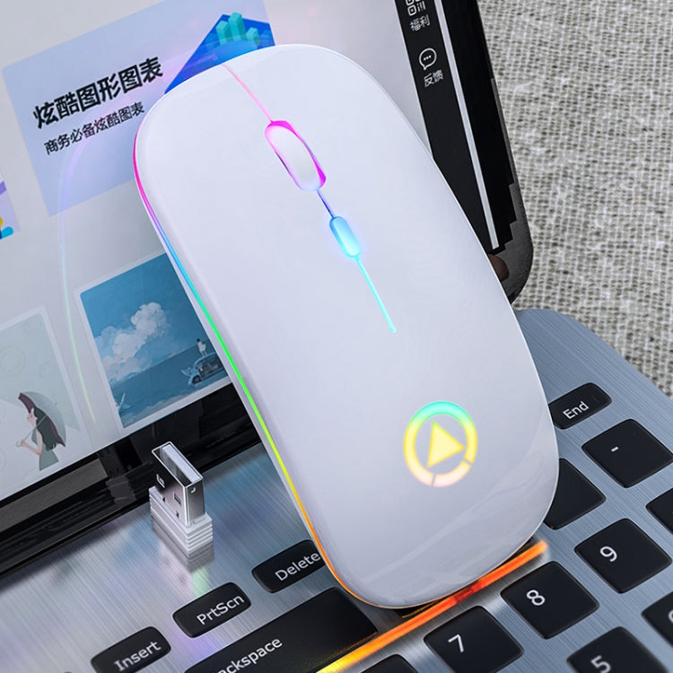 YINDIAO A2 2.4GHz 1600DPI 3-modes Adjustable RGB Light Rechargeable Wireless Silent Mouse (White) - Wireless Mice by YINDIAO | Online Shopping UK | buy2fix