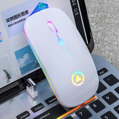 YINDIAO A2 2.4GHz 1600DPI 3-modes Adjustable RGB Light Rechargeable Wireless Silent Mouse (White) - Wireless Mice by YINDIAO | Online Shopping UK | buy2fix
