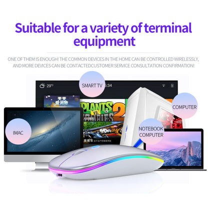 YINDIAO A2 2.4GHz 1600DPI 3-modes Adjustable RGB Light Rechargeable Wireless Silent Mouse (White) - Wireless Mice by YINDIAO | Online Shopping UK | buy2fix