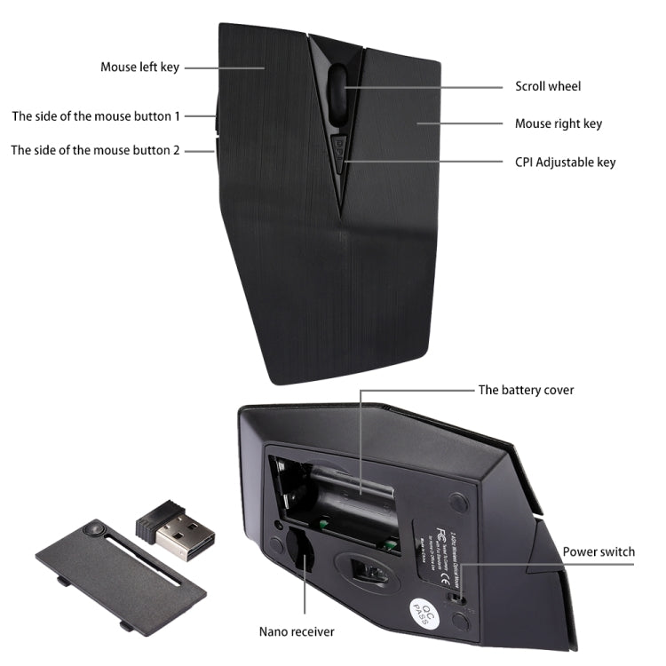 2.4GHz USB Receiver Adjustable 1200 DPI Wireless Optical Mouse for Computer PC Laptop (Black) by buy2fix