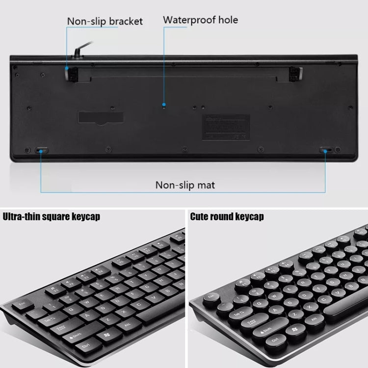 ZGB S500 Round Key USB Wired Computer Keyboard (Black) by Chasing Leopard