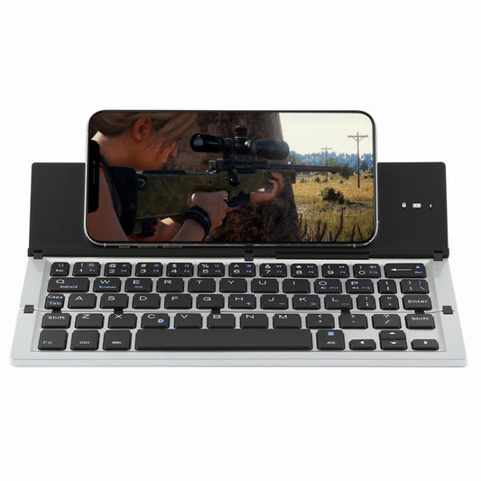 GK608 Ultra-thin Foldable Bluetooth V3.0 Keyboard, Built-in Holder, Support Android / iOS / Windows System (Grey) by buy2fix