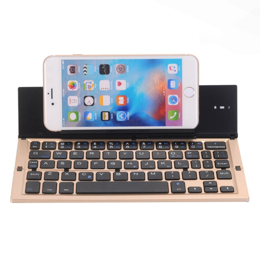 GK608 Ultra-thin Foldable Bluetooth V3.0 Keyboard, Built-in Holder, Support Android / iOS / Windows System(Gold) by buy2fix