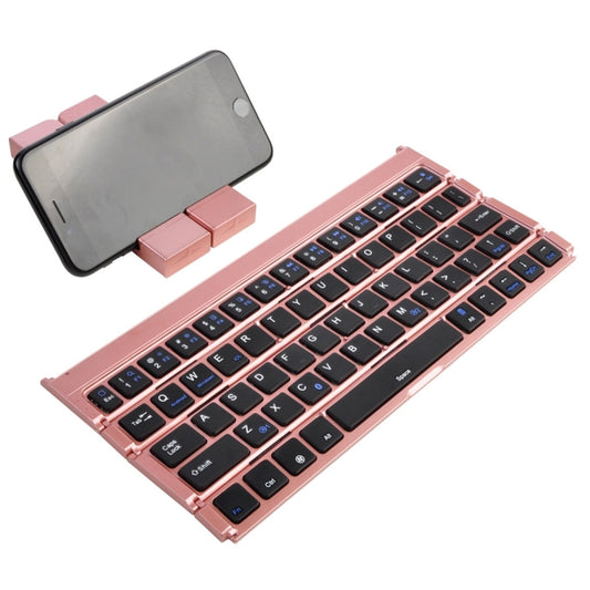 GK808 Ultra-thin Foldable Bluetooth V3.0 Keyboard, Built-in Holder, Support Android / iOS / Windows System(Rose Gold) by buy2fix